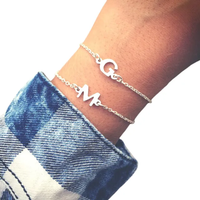 Pulsera Dije De Inicial Cadena O Pulsera De Letra Plata 950