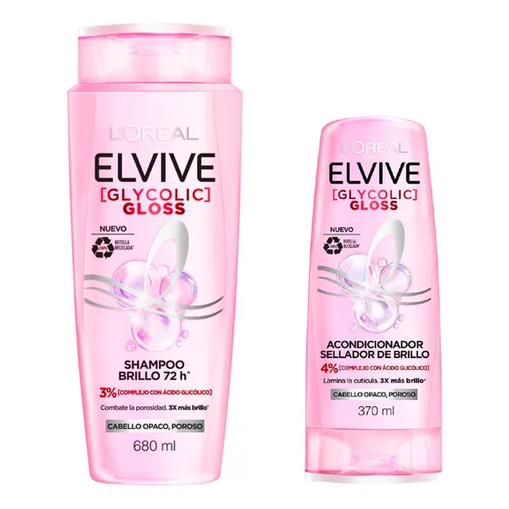 Pack Loreal Shampoo 680ml Y Acondicionador 370ml Glycolic