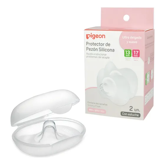 Pack 2 Protectores Pezón Pezoneras 2 Tallas Silicona Pigeon Talla 13 mm y 17 mm