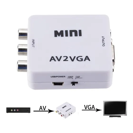 Adaptador Convertidor Av/rca A Vga Audio Video Tv 1080p 720p