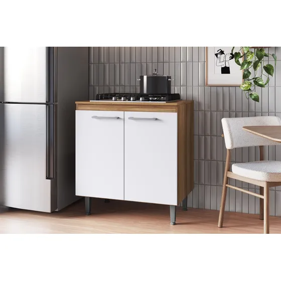 Balcão De Cozinha Compacto Para Cooktop 4 Bocas Com 2 Portas