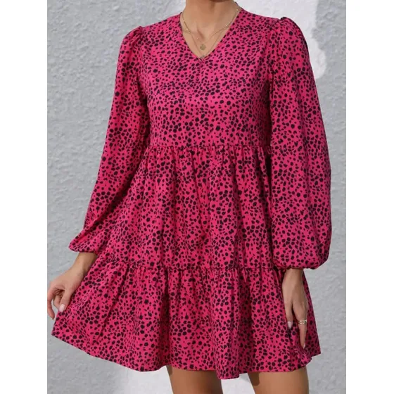 Vestido De Mujer, Manga Larga Acampanado