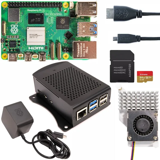 Raspberry Pi 5 8gb Case Vesa Ventilador Sd 64gb Hdmi Pi5 Kit