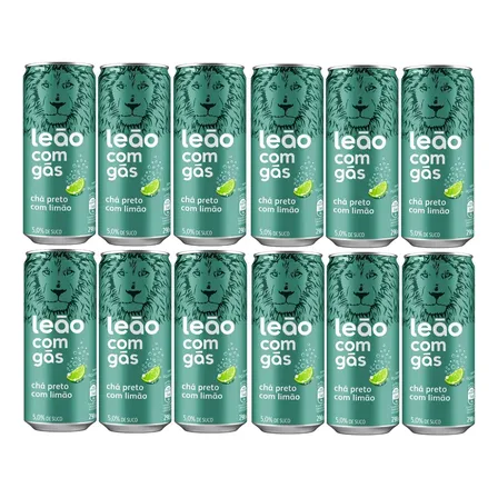 Chá Preto Com Limão Com Gás Leão Iced Tea 290ml (12 Latas)