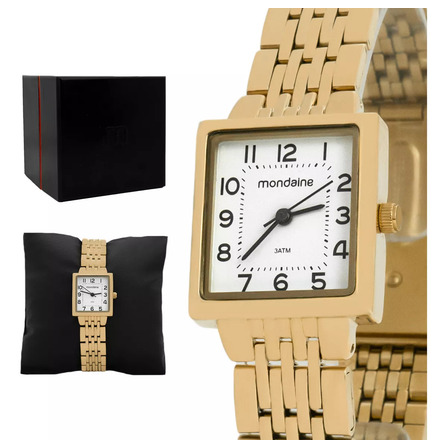 Relógio Quadrado Dourado Feminino Mondaine 32378lpmvde1 Cor Do Fundo Branco Relógio Quadrado Dourado Feminino Mondaine 32378lpmvde1 Cor Do Fundo Branco