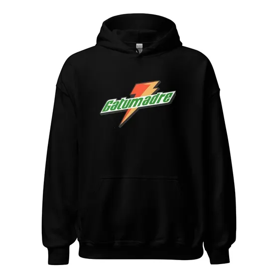 Sudadera Gatumadre. Bebida Energetica Con Rayo Naranja.