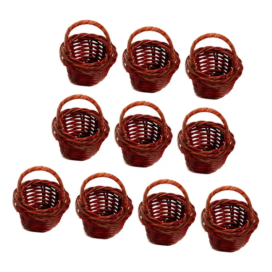 10 Cestas De Flores Tejidas De Mimbre Hechas A Mano,