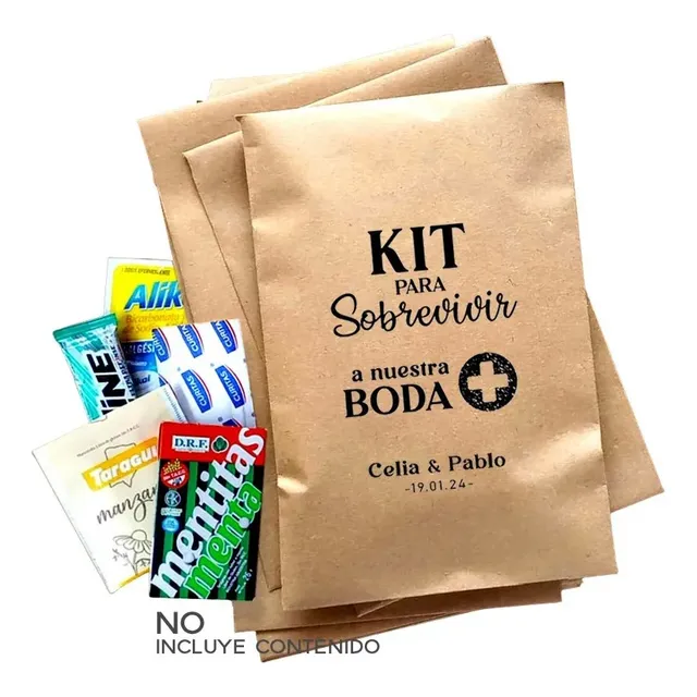50 Bolsitas Papel Kraft Boda Kit De Emergencia Antiresaca