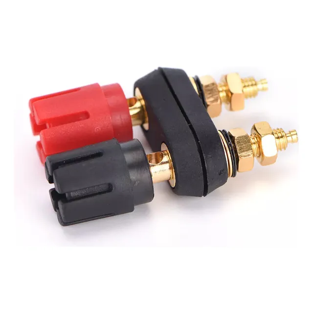 2 Borneras Borne Banana Hembra Doble Rojo Negro Audio 15a