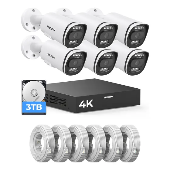 Kit 6 Cámaras De Videovigilancia Poe Metal  4k 8mp Audio 3tb