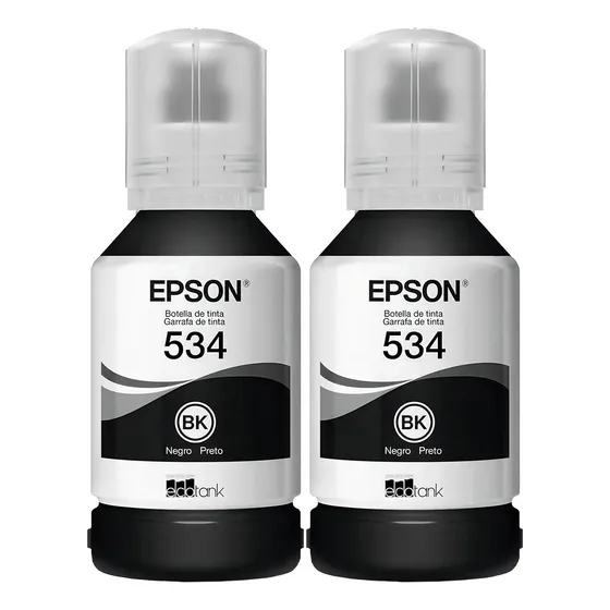 Kit 2 Botellas Tinta Epson T534 M1120 M2120 M3170 Negro