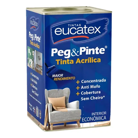 Tinta Eucatex Acrílica Peg Pinte Anti-mofo 18l - Cores Acabamento Fosco Cor Branco