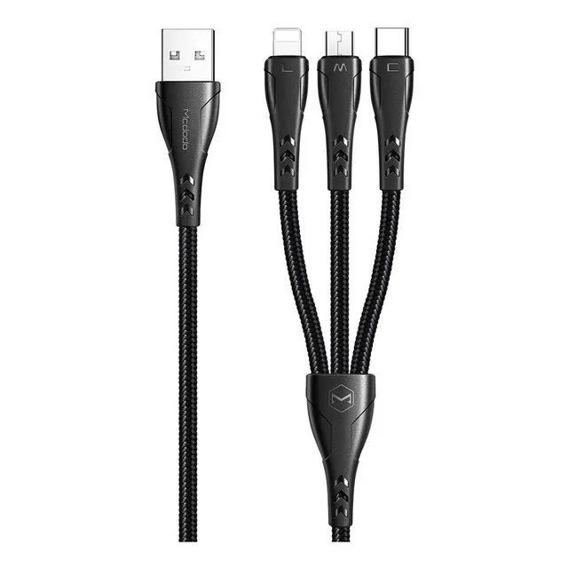 Cable Usb 3en1 Para iPhone Micro Usb Y Tipo C 1.2mts Ca-6960