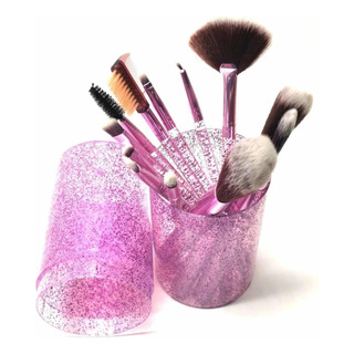 Set De 12 Brochas Glitter Crystal Con Estuche Premium Set De 12 Brochas Glitter Crystal Con Estuche Premium