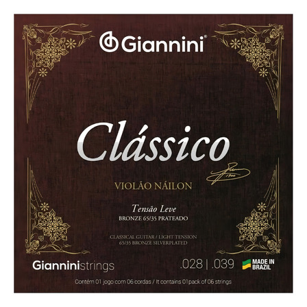Jogo De Cordas Violão Náilon Giannini Clássico Tensão Leve Jogo De Cordas Violão Náilon Giannini Clássico Tensão Leve