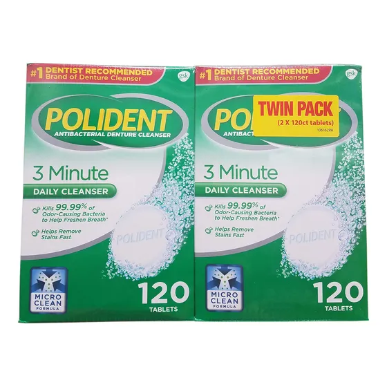 Polident Antibac Limpiador De Dentaduras, 120 Tabletas, 2 Un
