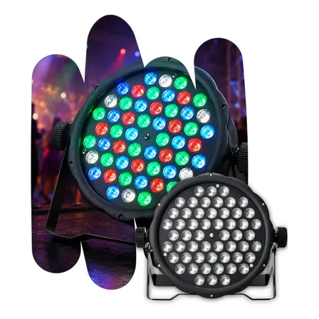 Kit 3 Refletor Par 64 Slim 54 Leds 3w Rgbw Dmx Strobo 127/220v
