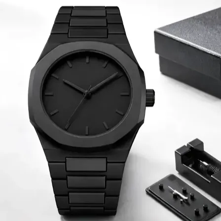 Relógio Minimalista Quartzo Preto Com Caixa De Luxo Preto