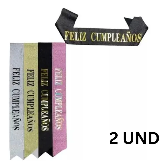 Banda Feliz Cumpleaños Hora Loca Reina Saten Escarchado