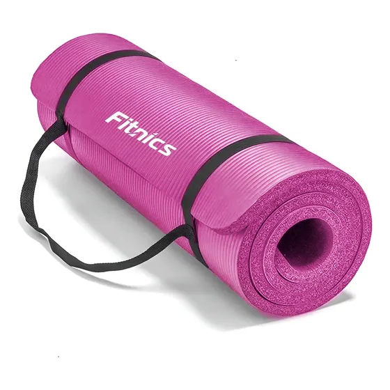 Mat Yoga Colchoneta Tapete Grueso 15mm Fitnics MAT15 Incluye Bolso y Correa Color Rosa | Cuotas sin interés