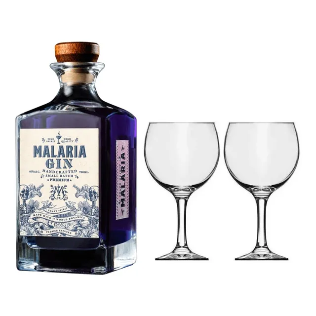  Gin Malaria 700ml + 2 Copas Gin - Ayres Cuyanos Regalo Flex