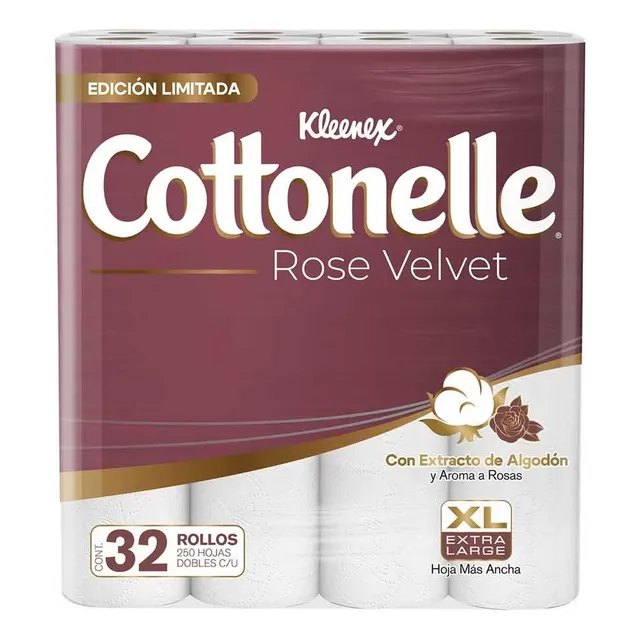 Papel Higiénico Cottonelle Rose Velvet 32 Pzs 250hjs Dobles