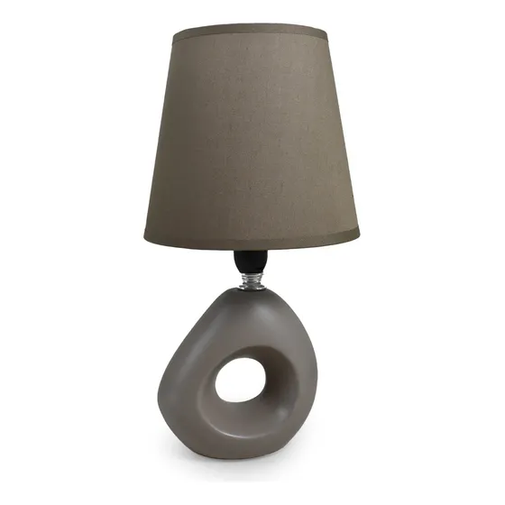 Lampara Oval De Ceramica Color Lh-3914 Estructura Marrón Oscuro Pantalla Marrón Oscuro