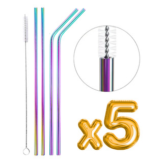 Set 4 Popotes Tornasol Acero Inoxidable Ecológicos 30oz Full Set 4 Popotes Tornasol Acero Inoxidable Ecológicos 30oz Full
