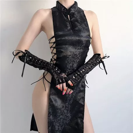 Mujer Sexy Lencería Alta Split Vendaje Mini Vestido Qipao Ch