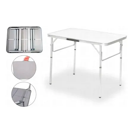 Mesa Dobrável De Alumínio Portátil 90x60x70 Branca Palisad. Branco