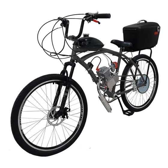 Bicicleta Motorizada 100cc Coroa 52 Disco E Suspensão C/ Baú