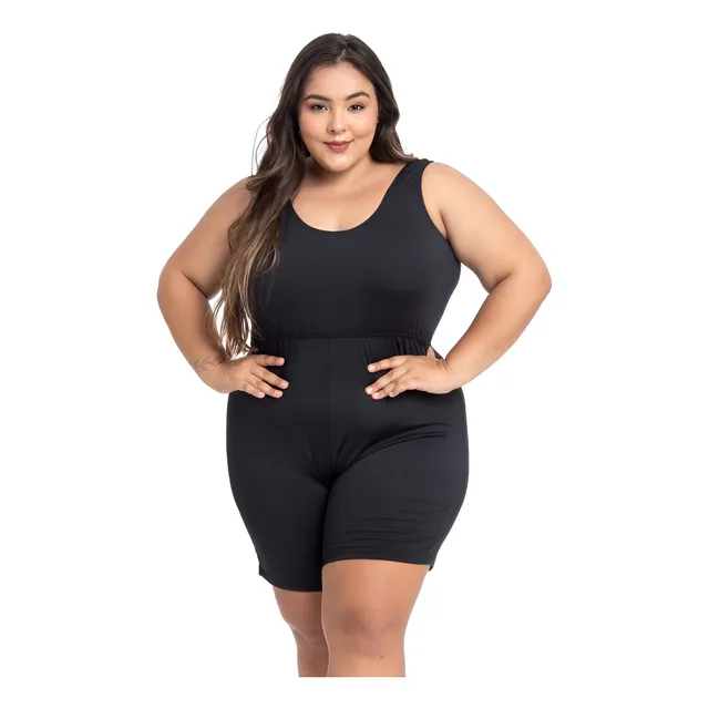 Maio Macaquinho Plus Size Hidroginástica E Natação Promoção!