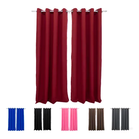 Cortina Oxford Ilhós Para Sala E Quarto 3,00m X 1,70m Vinho Cozzilar