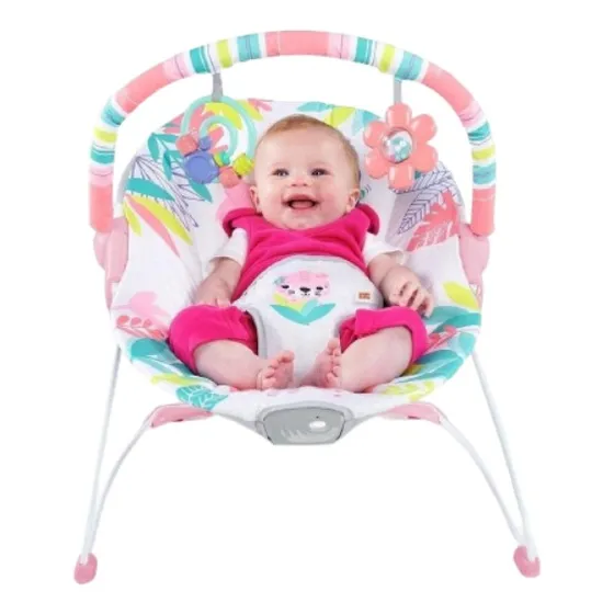 Silla mecedora para bebé Bright Starts Flamingo Vibes eléctrica 12228-ES floreado blanco/rosa