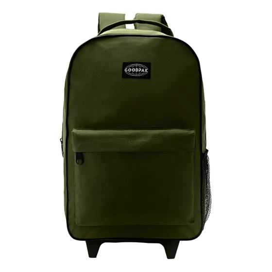 Mochila Carro Goodpak Infantil Escolar Lisa Verde Reforzada