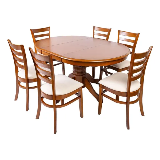 Juego De Comedor Hv 1 Mesa 6 Sillas Almendra La Sensación Color Chocolate Diseño De La Tela De Las Sillas Liso