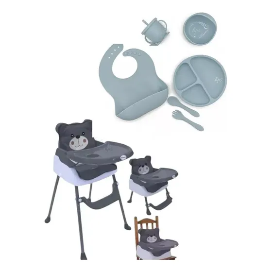 Silla De Comer Bebesitos Comedor 3 En 1 + Vajilla 6 Pz.