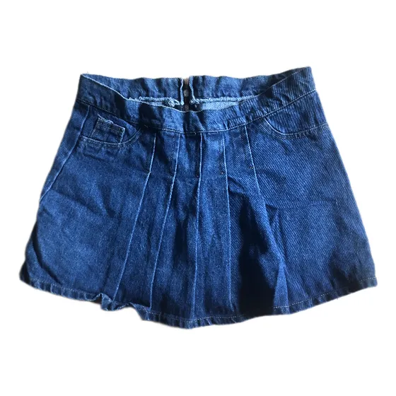 Pollera Mini Jean Tableada Adelante