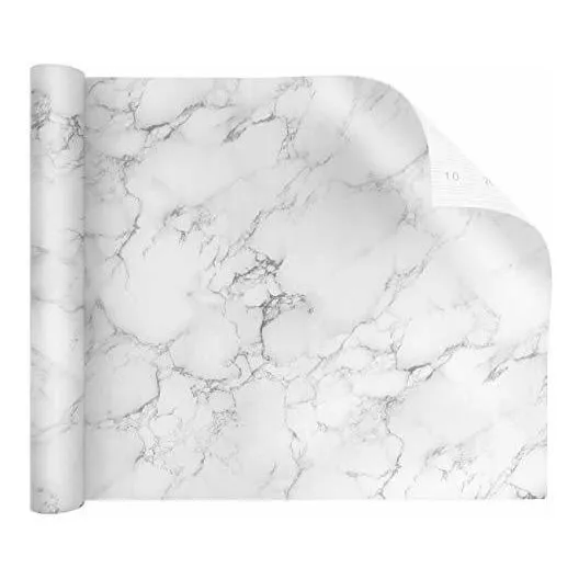 Papel Mármol Adhesivo Blanco Mate Impermeable 12 X120