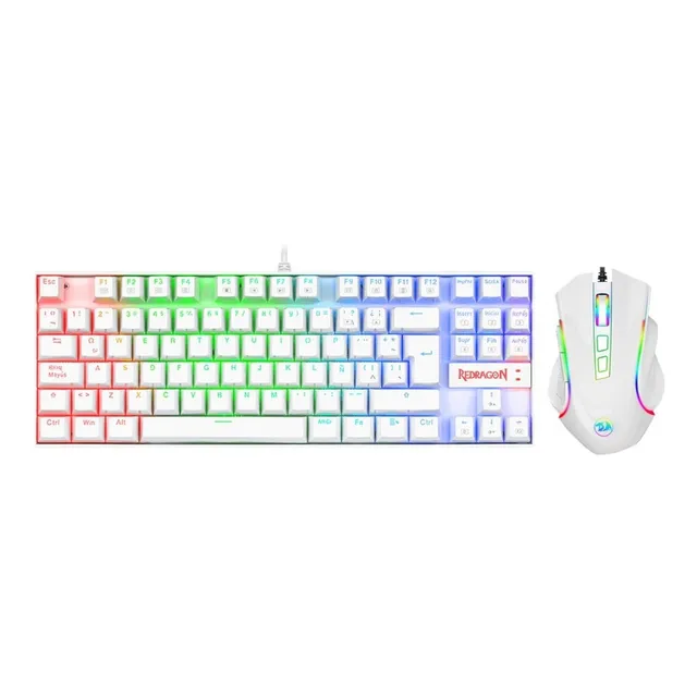 Kit Teclado Mouse Gamer Redragon K552rgb-ba-w-sp Kumara Griffin Rgb Color Blanco