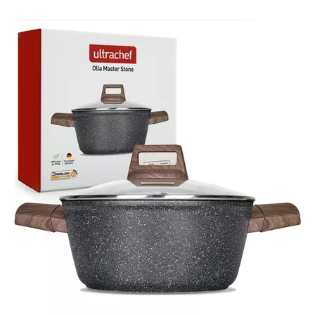 Olla Alta Antiadherente Ultrachef Recubrimiento Alemán 24cm Color Gray Master Stone