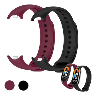 Kit 2 Pulseiras Para Mi Band 8 Silicone Preto E Vinho Metal Kit 2 Pulseiras Para Mi Band 8 Silicone Preto E Vinho Metal