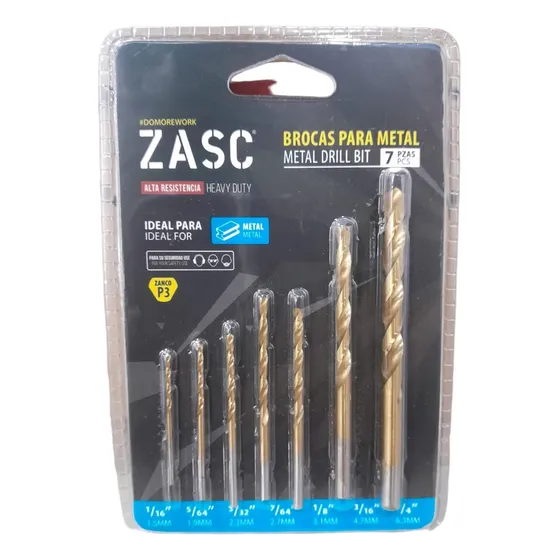 Juego Broca Mechas Para Metal 7 Piezas 1/16  - 1/4