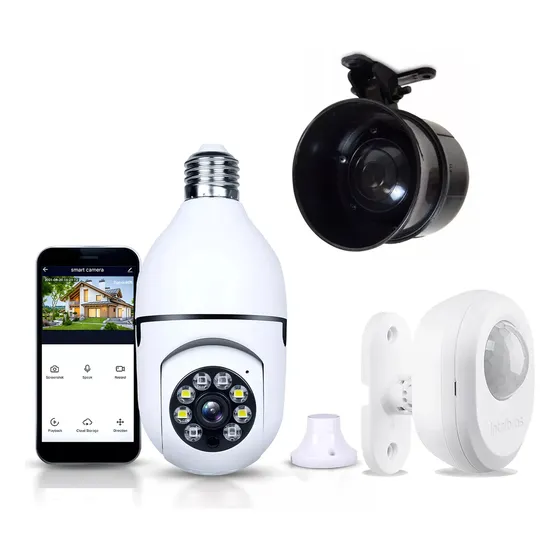 Kit Segurança Câmera Ip Wifi Sirene E Sensor De Presença