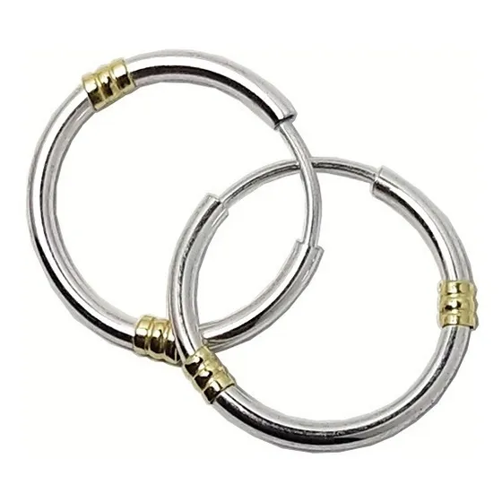 Aros Cubanos Lisos N3 21mm Plata 925 Y Oro 18k Argollas