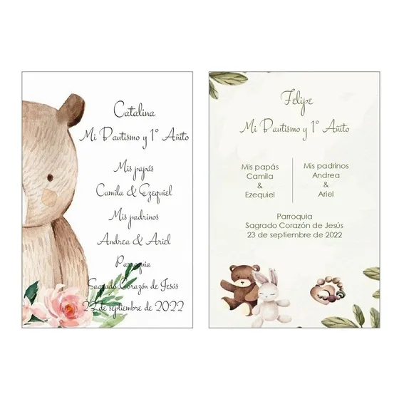 Kit Imprimible Tarjeta, Recuerdo, Bautismo, Primer Añito
