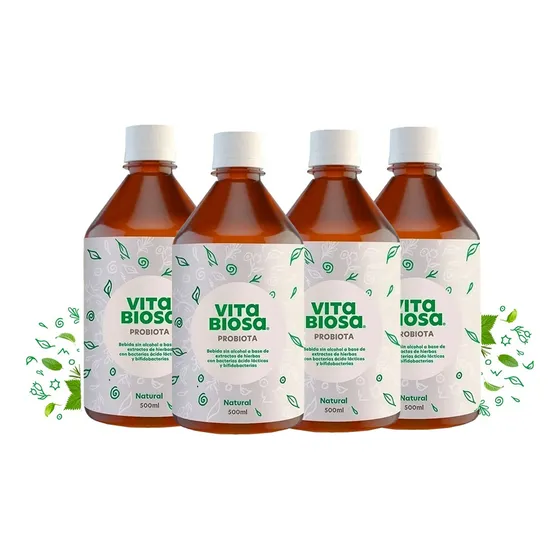 Pack X4 Probiotico Vita Biosa Sabor Natural 500ml Vegano
