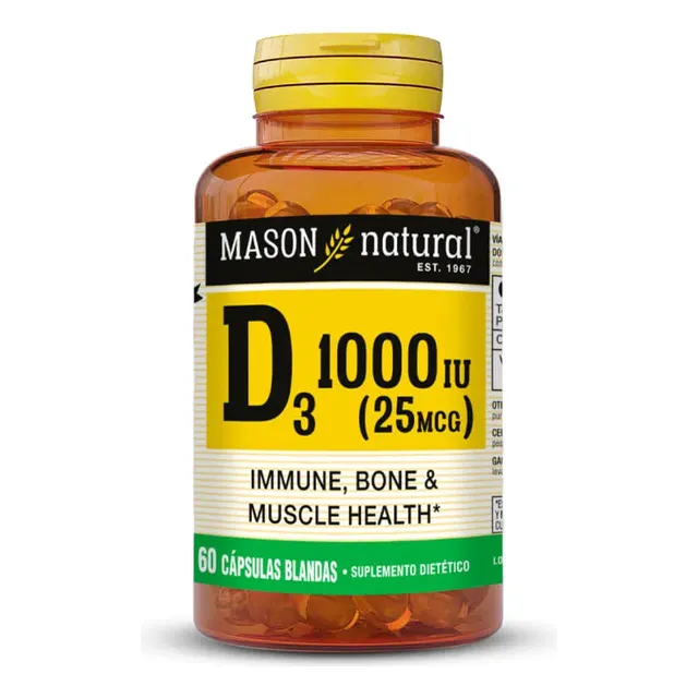 Vitamina D3 1000iu 25mcg Mason Natural 60 Capsula