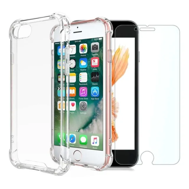 Funda Para iPhone 7 8 Plus Cristal Case Protector + Vidrio