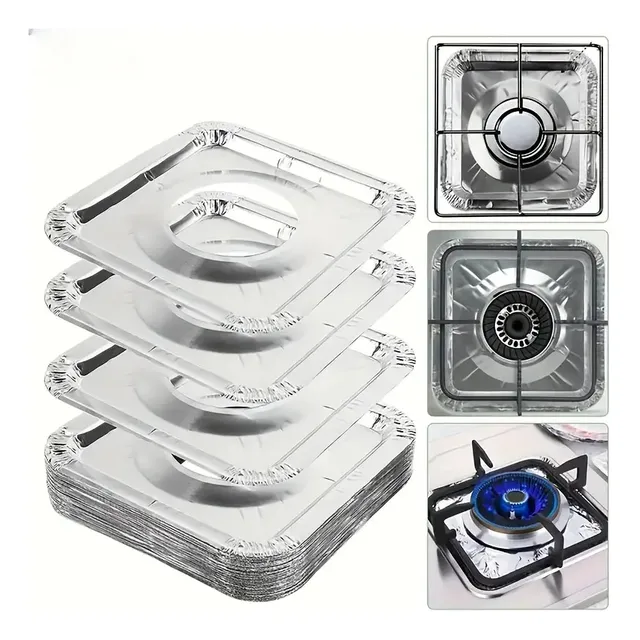 Protector Hornillas Cocina  En Aluminio Desechabl 12 Piezas